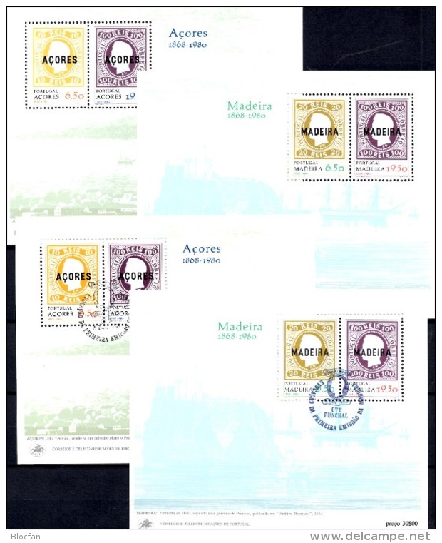 Bloc-set 1980 Azoren Plus Madeira Blöcke 1 **/SST 20€ Bloques Hoja Ss Blocs Ships M/s History Sheets Bf Portugal-Acores - Other & Unclassified