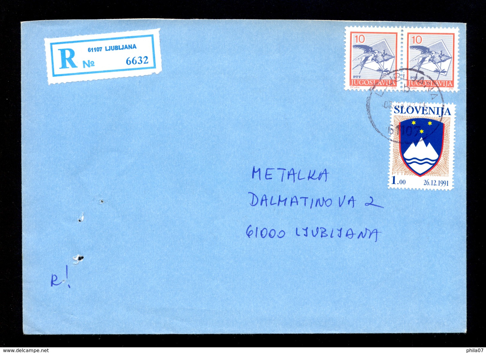 Slovenia - Mixed Franked Letter With The Slovenia And Yugoslavia Stamps / 2 Scans - Slovenia