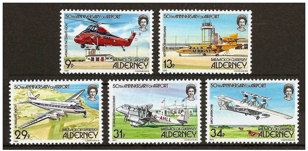 ALDERNEY 1985 - 50th ANNIV. AIRPORT Alderney - SALE !  5v Mi 18-22 MNH ** Cv€35,00 R005 - Alderney