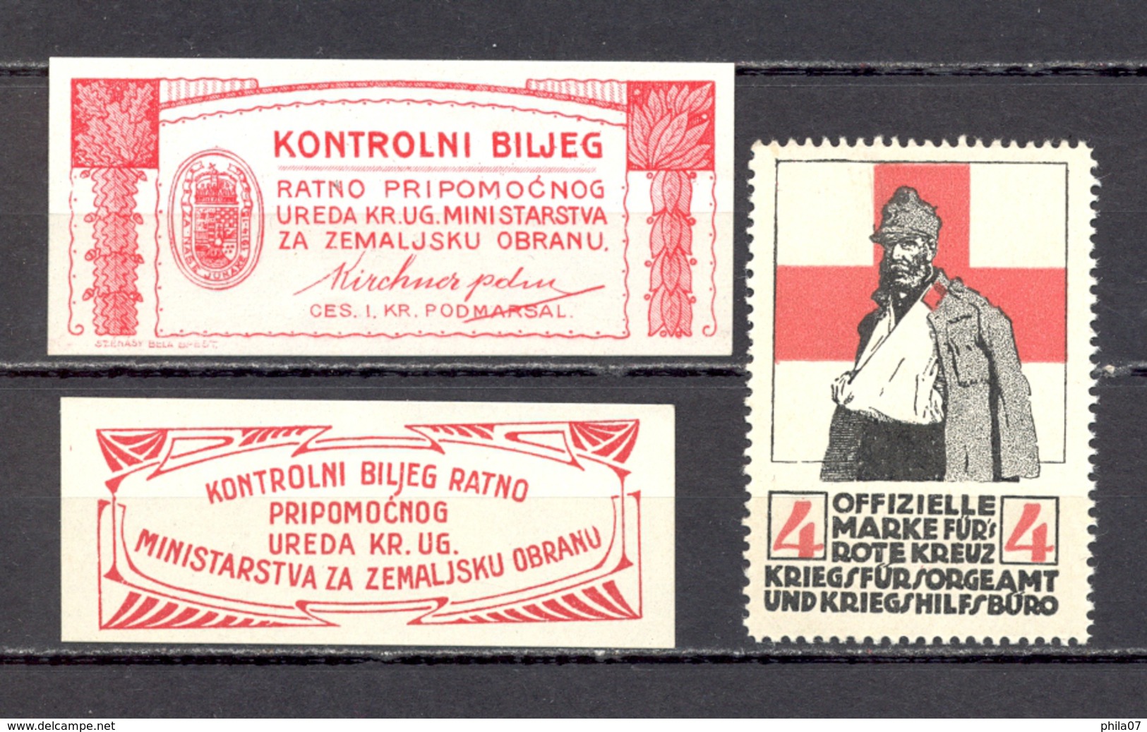 Austria, Bosnia And Herzegovina - Label For Red Cross And Two Vignettes  / 2 Scans - Altri & Non Classificati