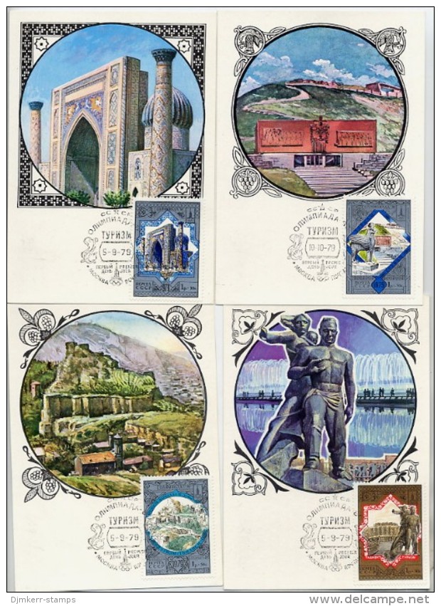 SOVIET UNION 1979 Olympic Games: Tourism 1 R. X 4, Michel 4872, 4874-76 - Cartes Maximum