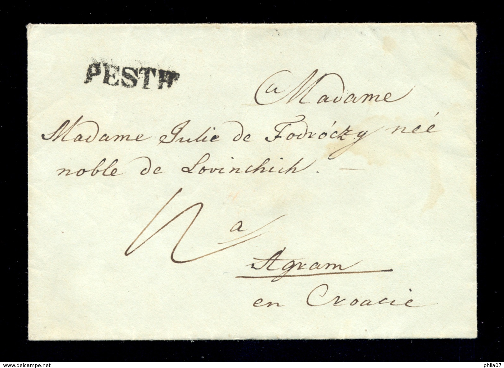 Hungary-Croatia - Small Size Letter Sent From Pesth To Zagreb (Agram) In Croatia 1848 / 2 Scans - Sonstige & Ohne Zuordnung