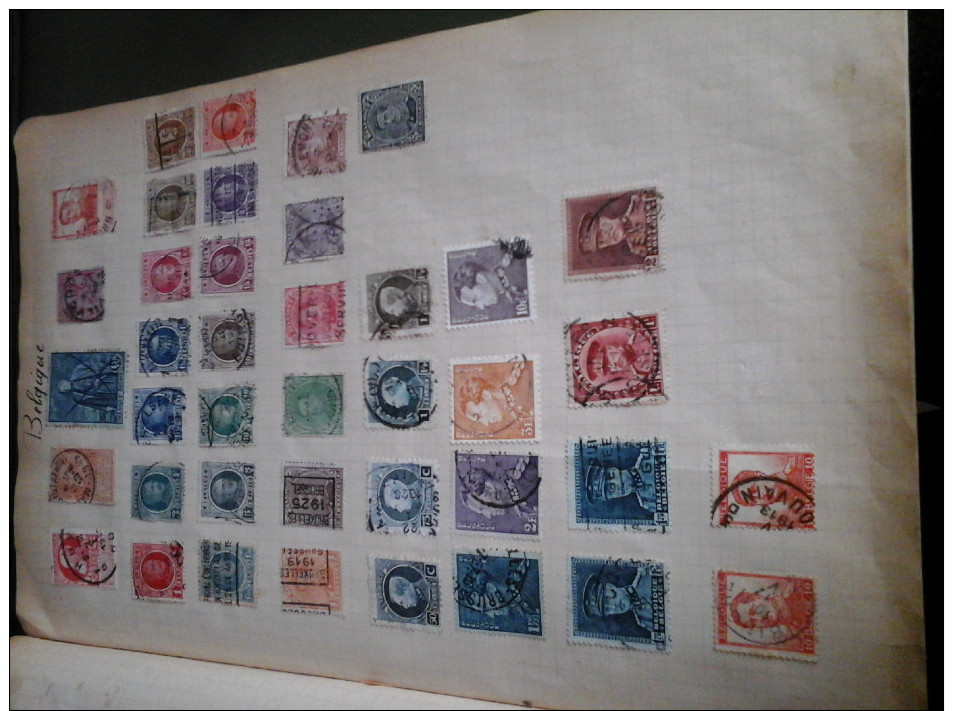 petit livre avec timbres ancien sur charniere belgique, allemagne, bresil,autriche angleterre, baviere oblitété et neuf