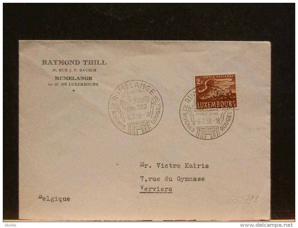 63/792  LETTRE  LUX  POUR LA BELG.  1958 - Morocco Agencies / Tangier (...-1958)