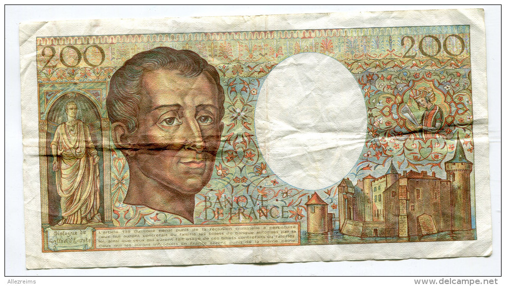 Billet De 200 F Montesquieu     PAS  De Trou D´épingle  1986 - 200 F 1981-1994 ''Montesquieu''