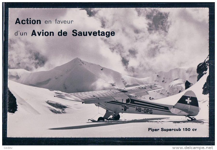 Aviation, Piper Supercub 150cv Sur Le Glacier Blümlisalp, Publicité Pour Aero Club Suisse (526) - 1946-....: Era Moderna
