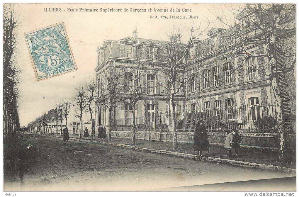 ILLIERS - école Primaire Supérieure De Garçons Et Avenue De La Gare. - Illiers-Combray