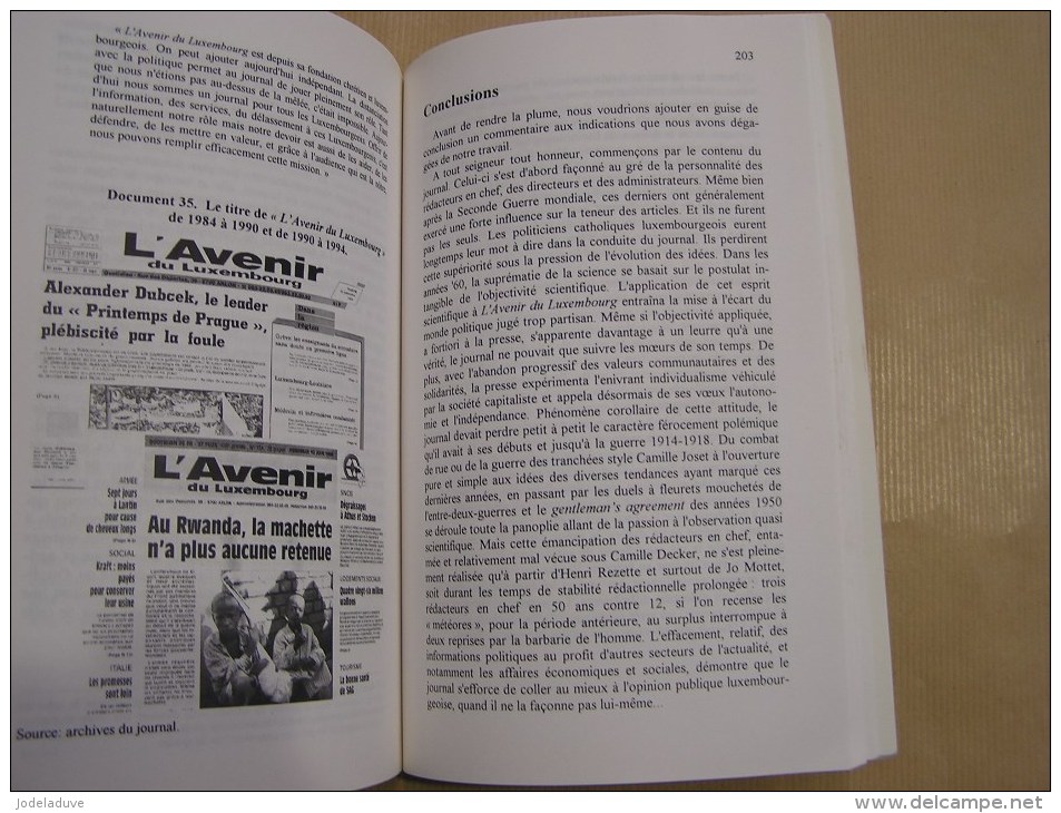 L' AVENIR DU LUXEMBOURG 1894 1994 Un Siècle un Journal une Province Régionalisme Journaliste Presse Journalisme Histoire