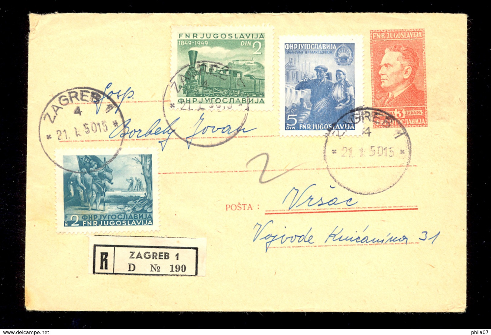 Yugoslavia - Letter With Imprinted Stamp, And Additionally Franked  / 2 Scans - Altri & Non Classificati