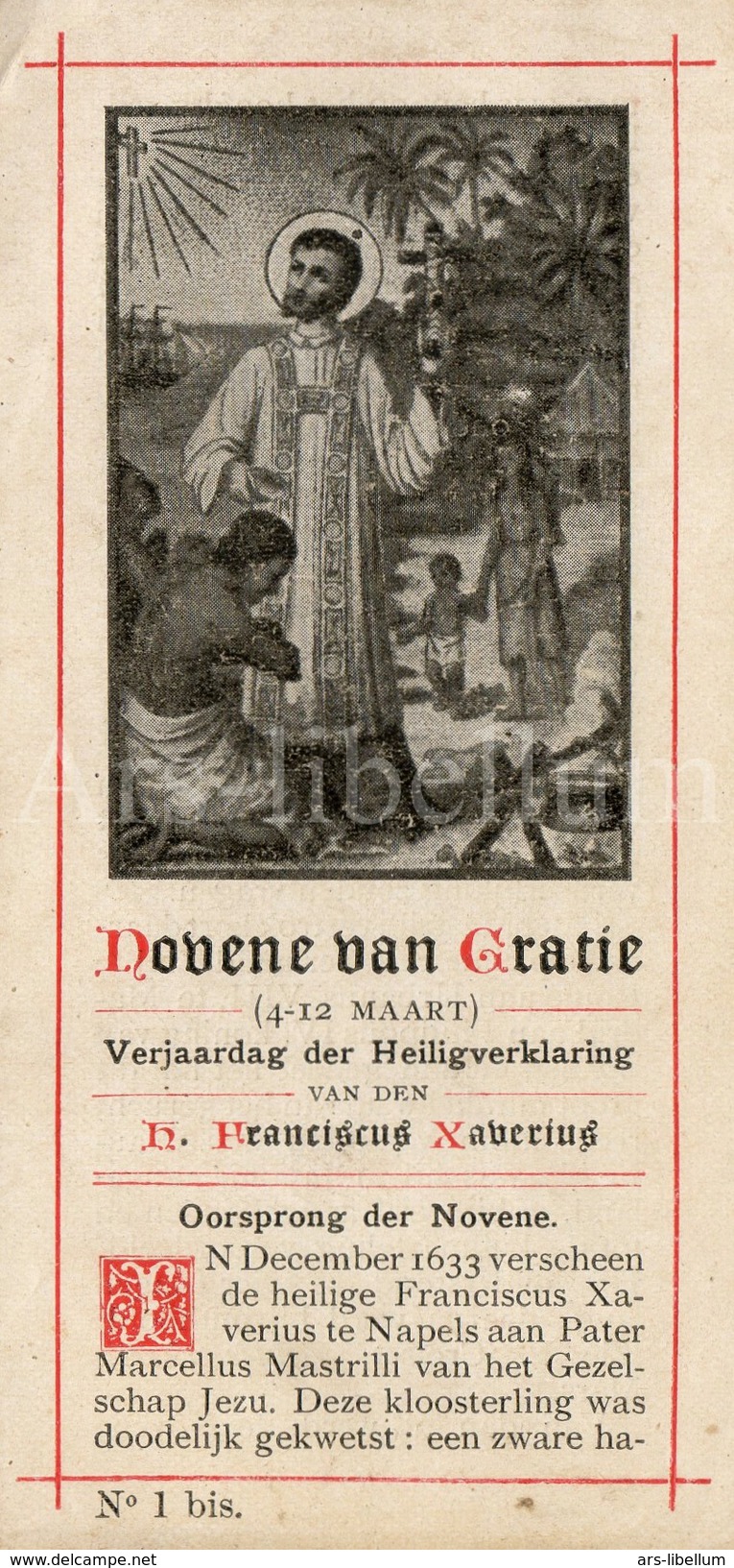 Devotieprentje / Novene Van Gratie / Verjaardag Heiligverklaring / Franciscus Xaverius / 2 Scans - Devotieprenten