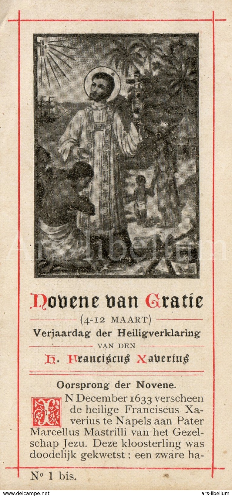 Devotieprentje / Novene Van Gratie / Verjaardag Heiligverklaring / Franciscus Xaverius / 2 Scans - Images Religieuses