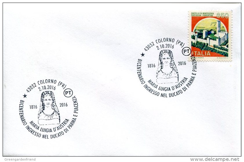 14516 Italia, Special Postmark 2016 Colorno, Marie-louise Von Osterreich, Maria Luisa D'austria, Ducato Parma &piacenza - Non Classificati