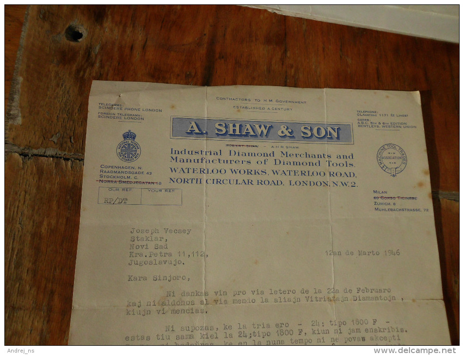 A Shaw Son Industrial Diamond Merchants And Waterloo Works  London - Verenigd-Koninkrijk