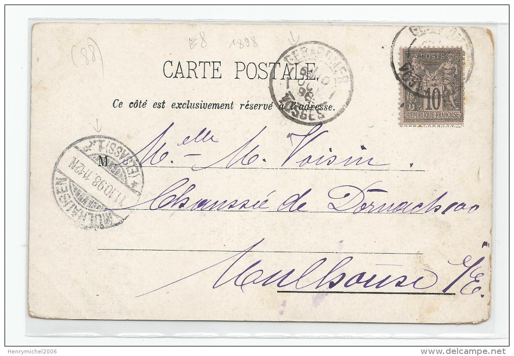 Vosges - 88 - Le Saut Des Cuves Cachet Gerardmer 1898  Ed Hotel Defranoux Schlucht - Gerardmer