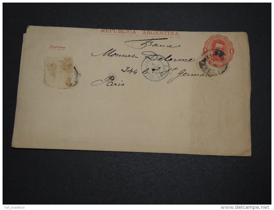 ARGENTINE - Entier Postal En 1887, Cad " Ligne J Paq. Fr N°2 " En Bleu - A Voir - L 4508 - Entiers Postaux