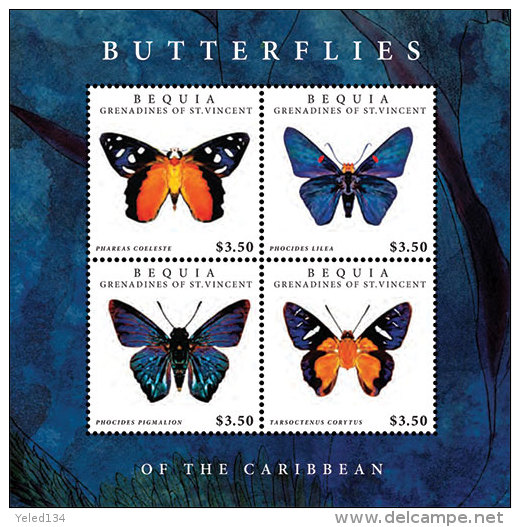 BEQUIA Of ST.VINCENT ; SCOTT # ; IGPC 1213 SH ; MINT N H STAMPS (  BUTTERFLIES - St.Vincent & Grenadines