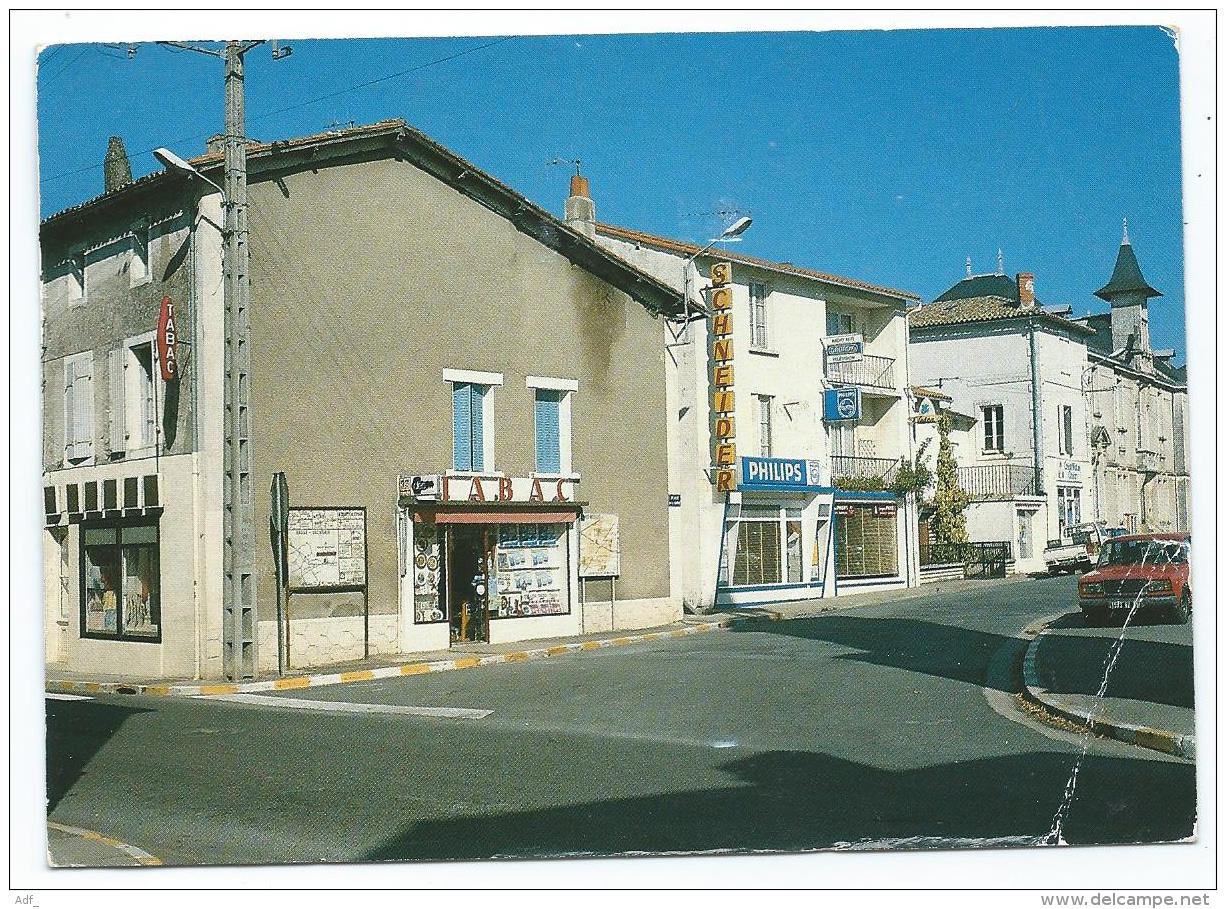 CP SAUZE - VAUSSAIS, BUREAU DE TABAC, MAGASIN ELECTROMENAGER SCHNEIDER, PHILIPS, CENTRE VILLE, DEUX SEVRES 79 - Sauze Vaussais