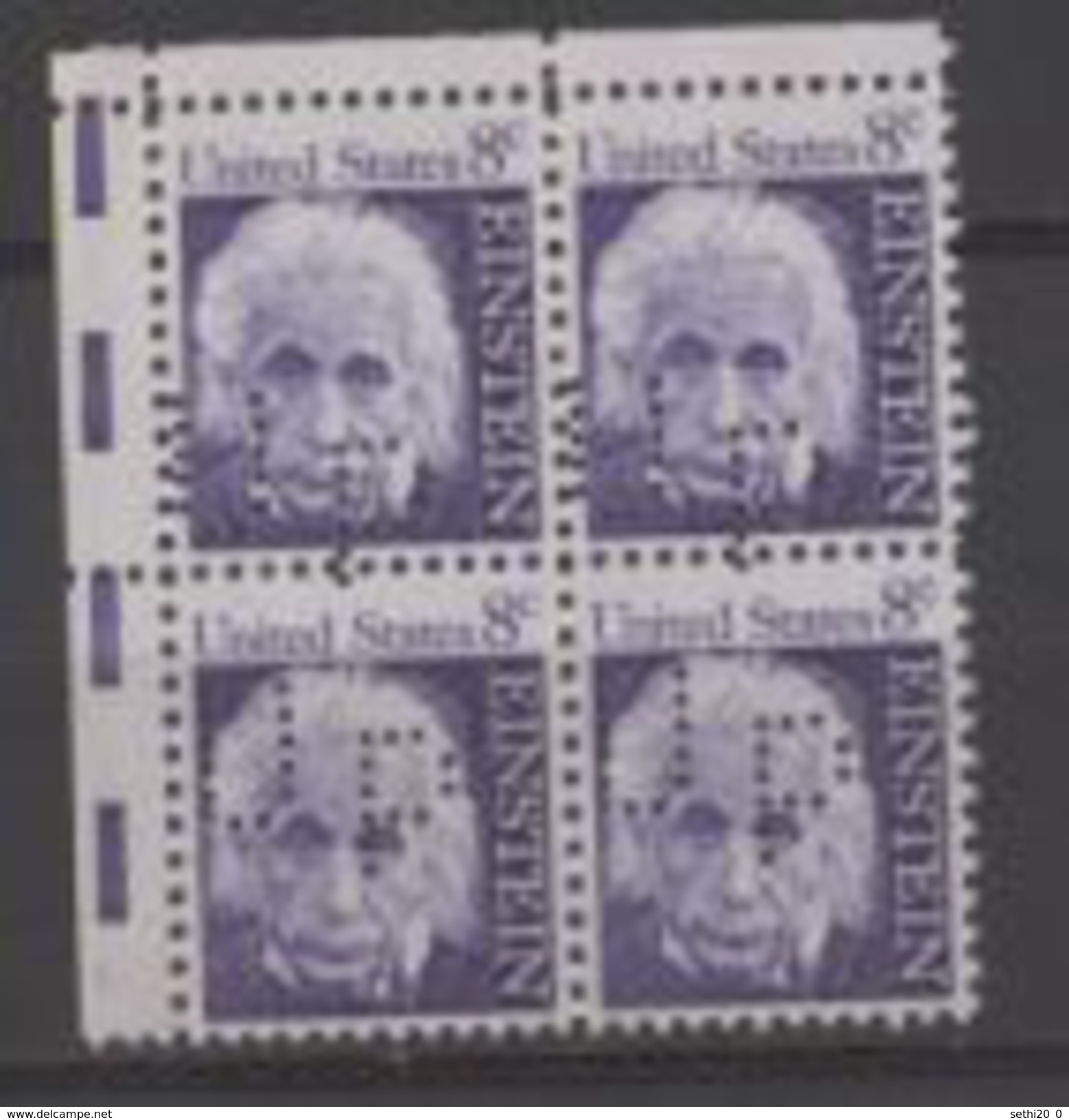 USA Albert EINSTEIN Perforated UP Corner Block Haut Gauche - Albert Einstein