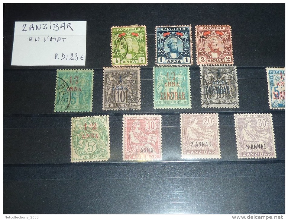 LOT DE 12 TIMBRES DE ZANZIBAR OBLITERES ET NEUFS AVEC CHARNIERES - STAMPS COLLECTION - Zanzibar (...-1963)