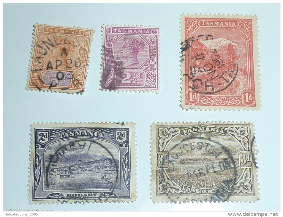 LOT DE 9 TIMBRES DE TASMANIE " POSSESSION ANGLAISE " OBLITERES AVEC CHARNIERES - STAMPS COLLECTION TASMANIA - Usados