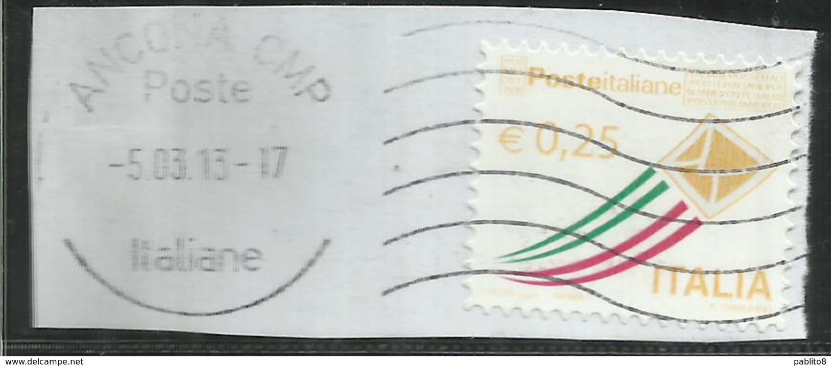 ITALIA REPUBBLICA ITALY REPUBLIC 2010 2015 POSTA ITALIANA 2013 € 0,25 USATO USED OBLITERE' - 2001-10: Usati