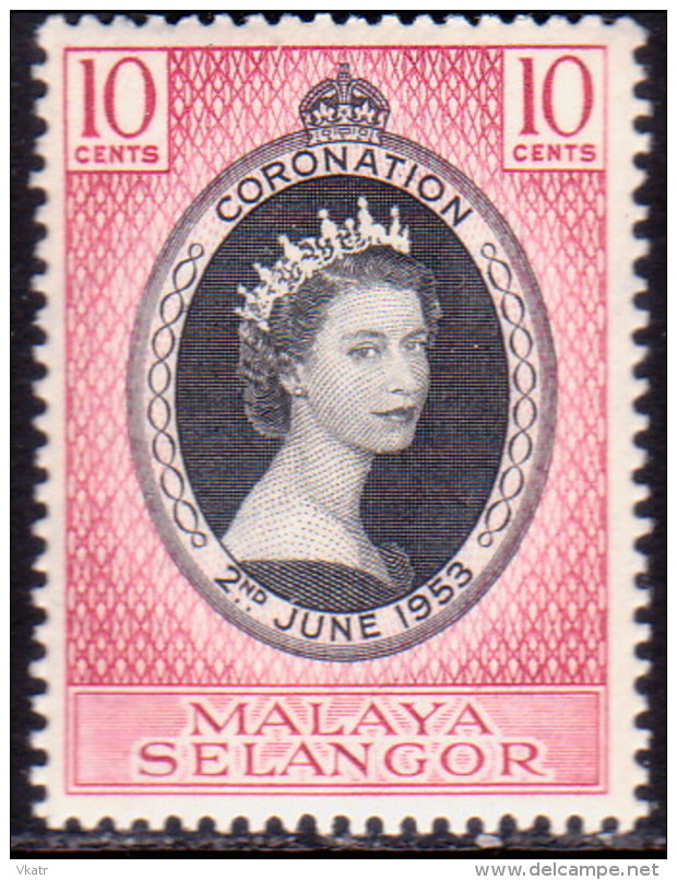 MALAYA SELANGOR 1953 SG #115 10c MNH Coronation - Selangor