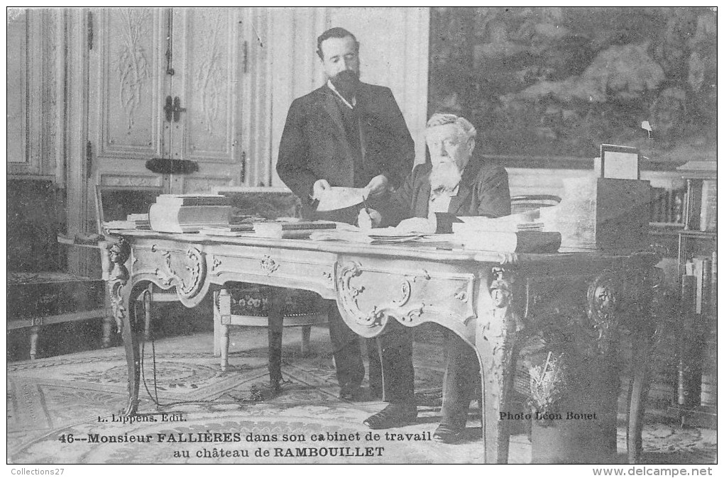 78-RAMBOUILLET- Mr FALLIERES DANS SON CABINET DE TRAVAIL AU CHÂTEAU DE RAMBOUILLET - Rambouillet (Kasteel)