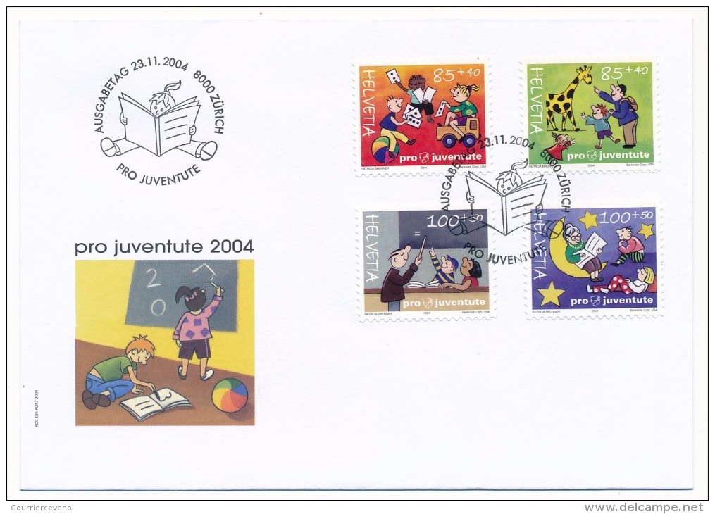 SUISSE -  FDC 2004 - Pro Juventute - 6 Enveloppes (2 Séries) + Cachet Noël Nativité - FDC