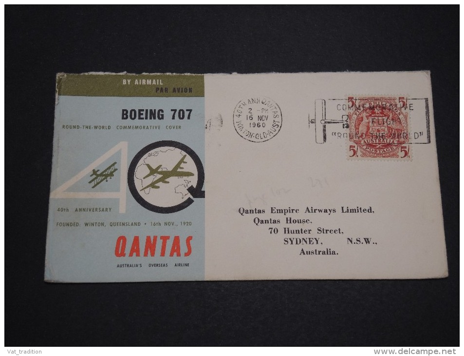 AUTRALIE - Enveloppe Illustrée Qantas Par Avion En 1960 Pour Sydney - A Voir - L 4554 - Lettres & Documents