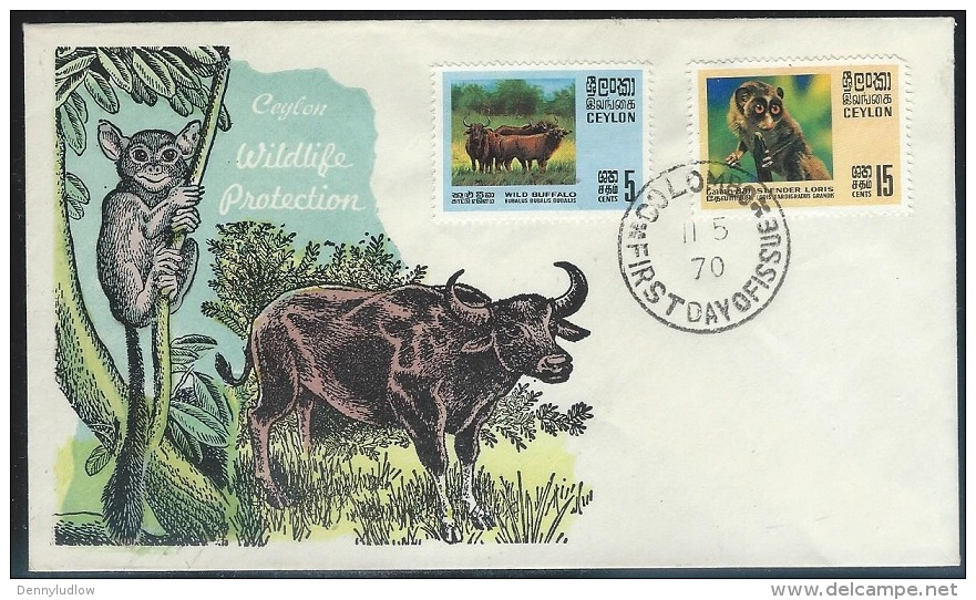 Ceylon   1970  Sc#439-40   Animals On FDC - Sri Lanka (Ceylon) (1948-...)