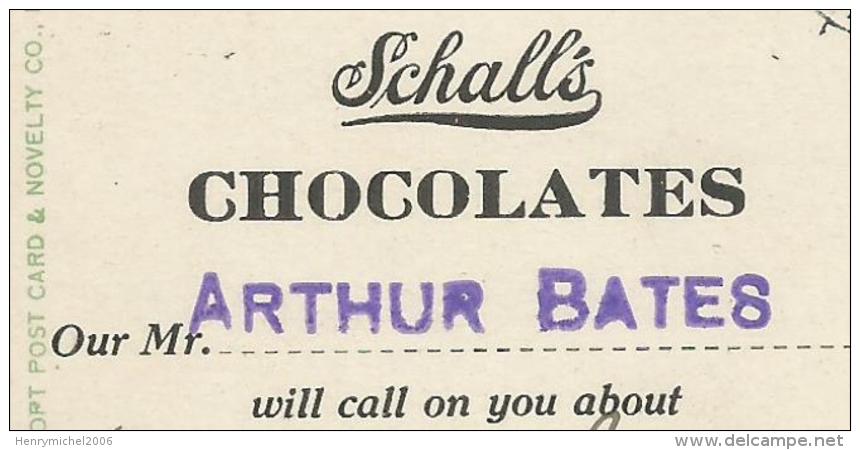 Cpa Pub Publicité Schalls Chocolates Hutchinson Co. Clinton , Iowa 1914  Our Mr Arthur Bates - Pubblicitari