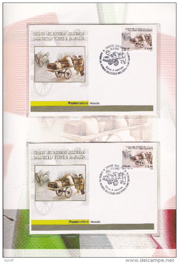 ITALIE 2005 Seconde Guerre Mondiale Exode De L'Istrie, Fiume, Dalmacie : Livret Avec 1v., 3 Env.1er Jour,1 Carte Tél. - Varietà E Curiosità