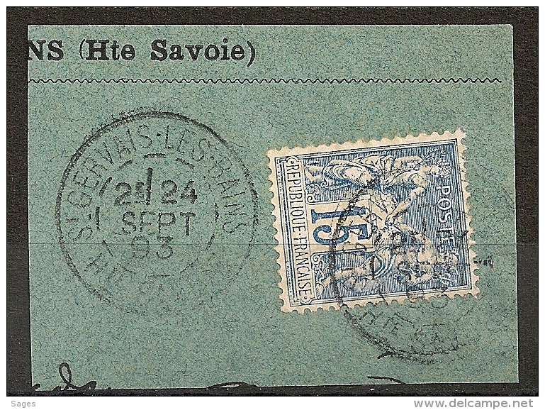 15c SAGE Bien Centré, ST GERVAIS LES BAINS Haute Savoie. - 1876-1898 Sage (Type II)