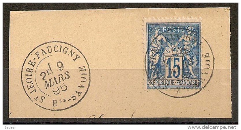 15c SAGE ST JEOIRE-FAUCIGNY Haute Savoie. FRAPPE SUPERBE. - 1876-1898 Sage (Type II)