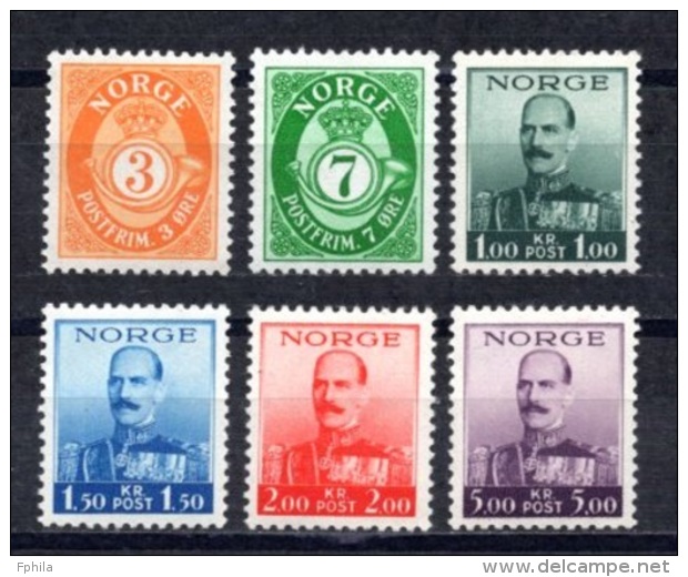 1937 - 1938 NORWAY DEFINITIVES MICHEL: 178, 180, 191-194 MNH ** - Ungebraucht