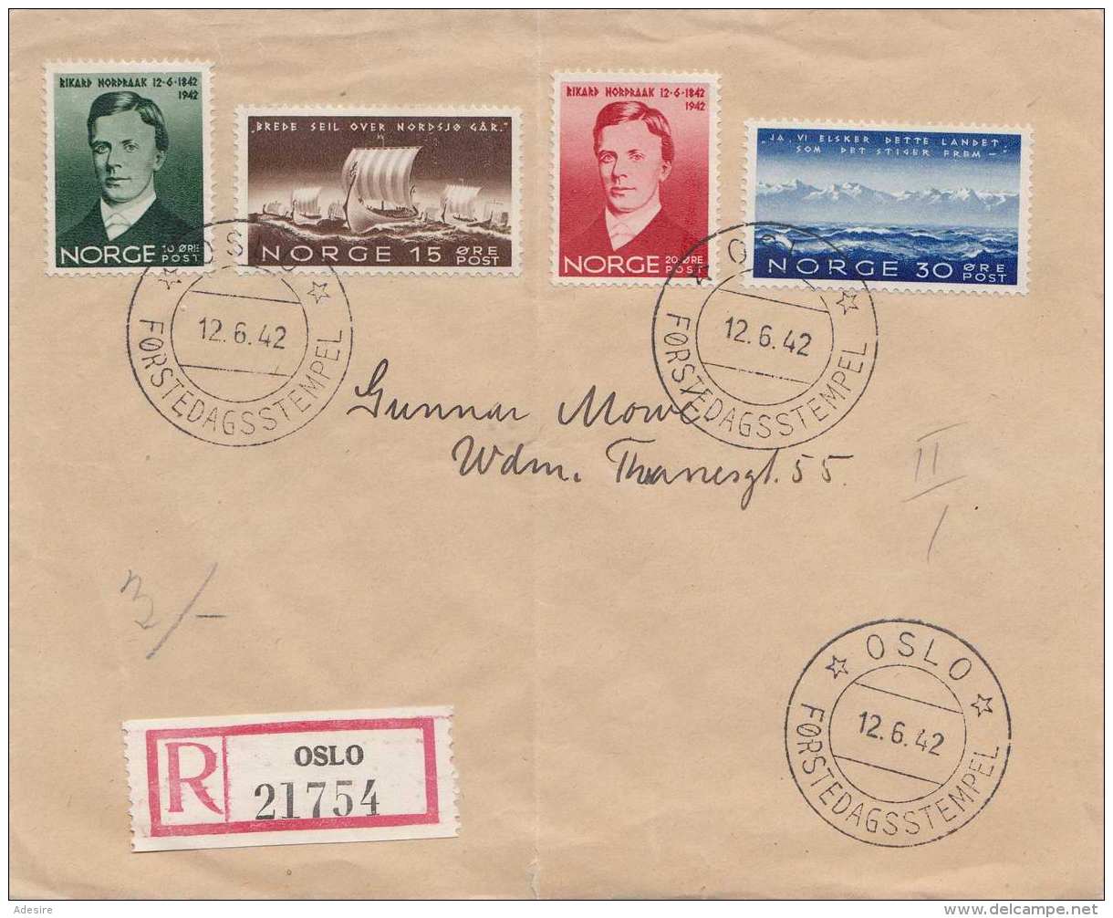 NORWEGEN 1942 - 4 Fach Frankierter R-Brief Gel. Oslo - Briefe U. Dokumente
