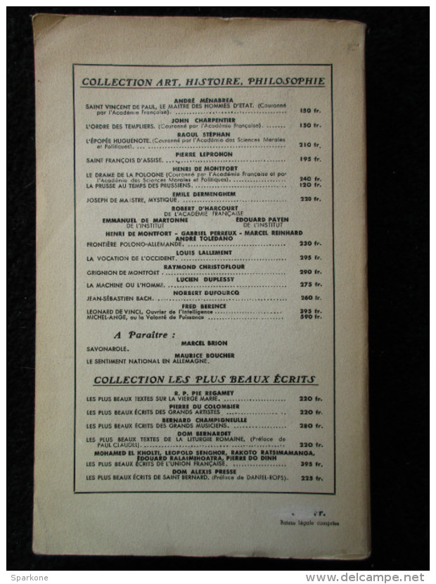 Léonard De Vinci  "ouvrier De L'intelligence" (Fred Bérence) éditions La Colombe De 1942 - Autres & Non Classés