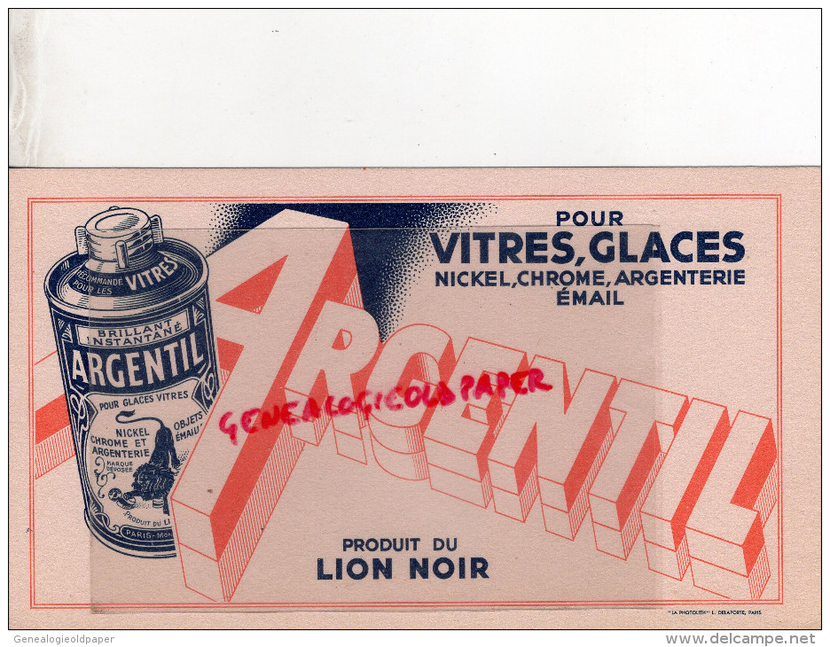 BUVARD - ARGENTIL- POUR NICKEL-CHROME ARGENTERIE- VITRES- EMAIL-LION NOIR -PARIS - Wash & Clean