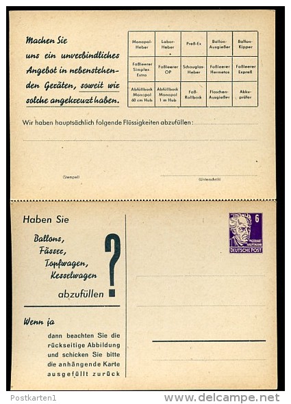 DDR PP2 B2/002 Privat-Antwortpostkarte PETERS FABRIKATIONSPROGRAMM 1952  NGK 15,00 € - Privatpostkarten - Ungebraucht