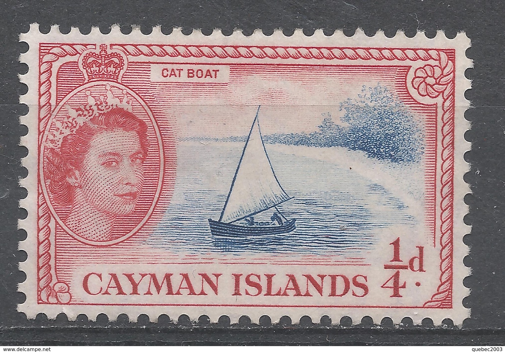 Cayman Islands 1955. Scott #135 (M) Catboat - Iles Caïmans