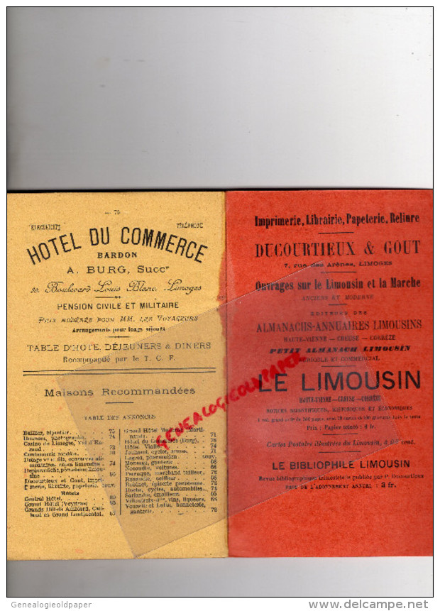 87 - LIMOGES ET SES ENVIRONS- SUPERBE GUIDE DU VOYAGEUR- DUCOURTIEUX & GOUT-1909-