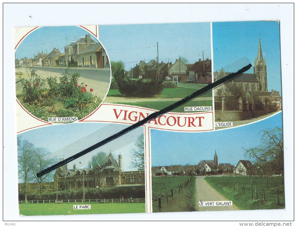 CPM   -   Vignacourt  (Somme )  - Rue D'Amiens  -  Rue De Daours  -  L'Eglise  -  Le Parc - Le Vert Galant - Vignacourt