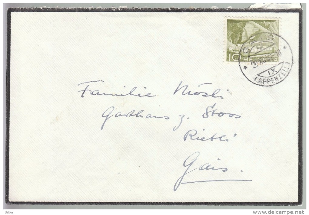 Switzerland Gais Appenzell   29. 12. 1952 / Death Notice Envelope - Briefe U. Dokumente
