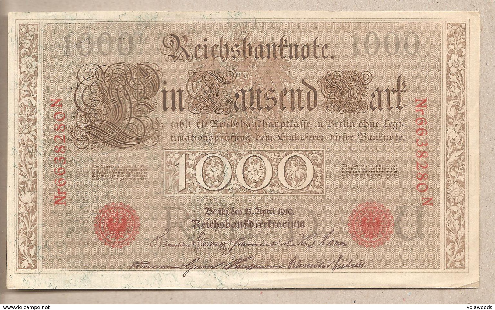 Germania - Banconota Non Circolata FdS Da 1000 Gold Marchi P-44b.5 - 1910 #17 - 1.000 Mark