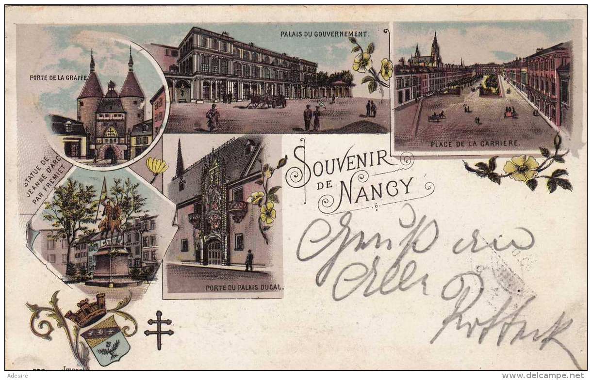 Litho Souvenir De NANCY - Gel. 1898 - Boehmen Und Maehren