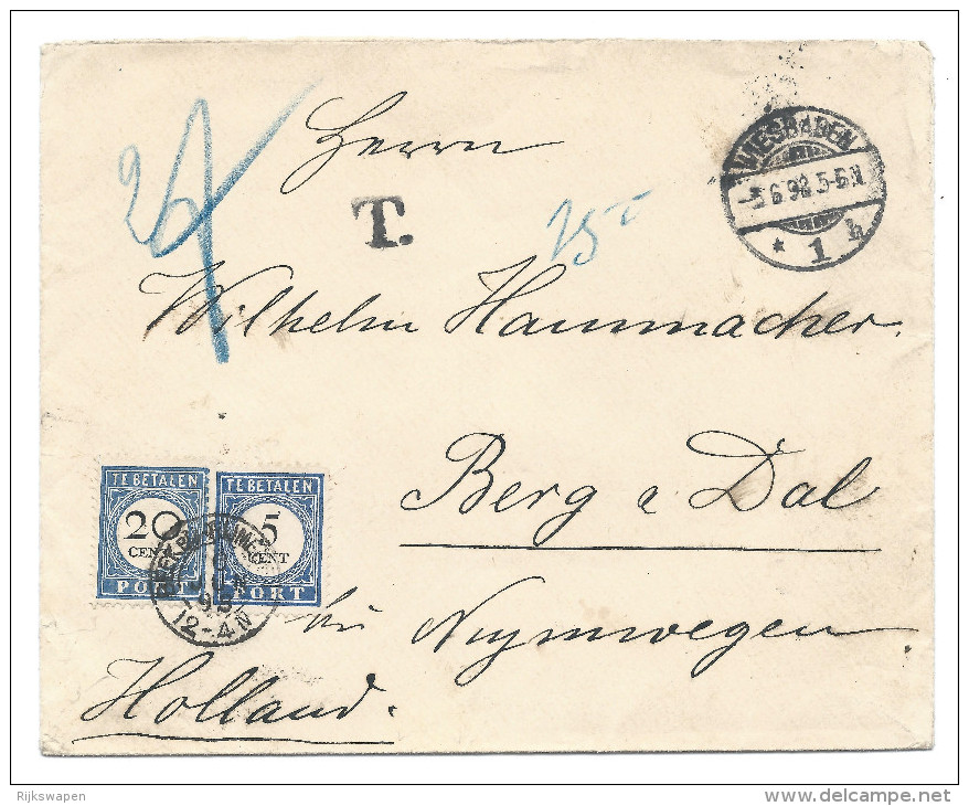 Nederland 1907 Ongefrankeerde Brief Met Strafport, Kleinrond Beek Bij Nijmegen - Briefe U. Dokumente