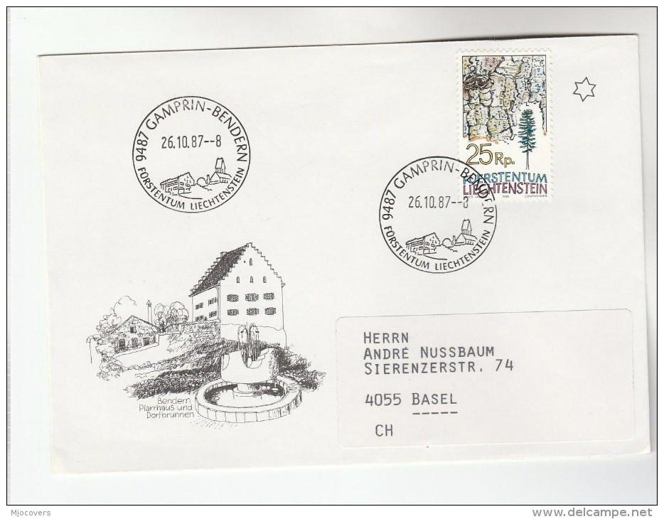 1987 LIECHTENSTEIN GAMBRIN BENDERN EVENT COVER Tree Stamps Forrest - Covers & Documents