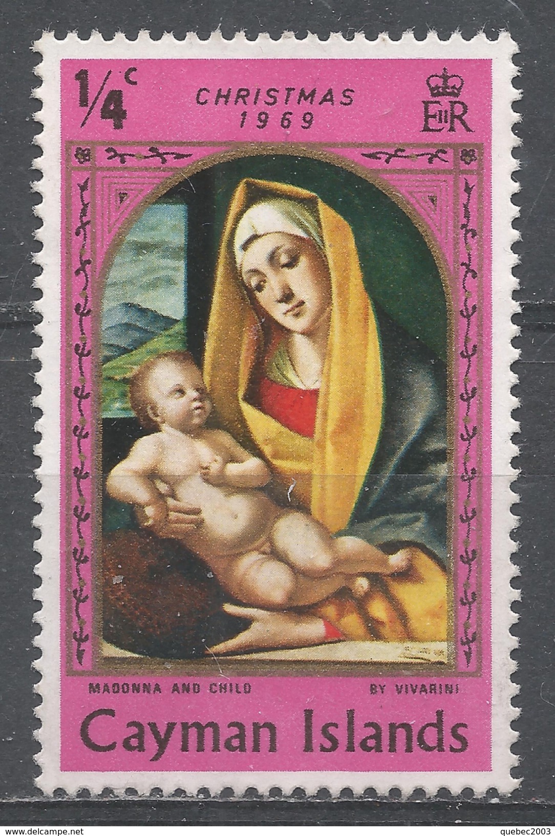 Cayman Islands 1969. Scott #245 (M) Christmas, Madonna And Child, By Alvise Vivarini - Iles Caïmans