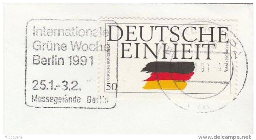 1991 GERMANY COVER SLOGAN Pmk INTERNATIONAL GREEN WEEK Environment Conservation Stamps - Environment & Climate Protection