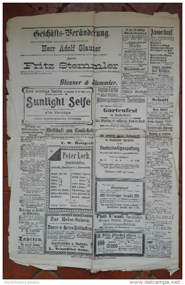 Journal Ancien - ZWEIBRUCKEN ( Rheinland Pfalz , Germany ) - Zweibrücker Zeitung - 1902 - Autres & Non Classés